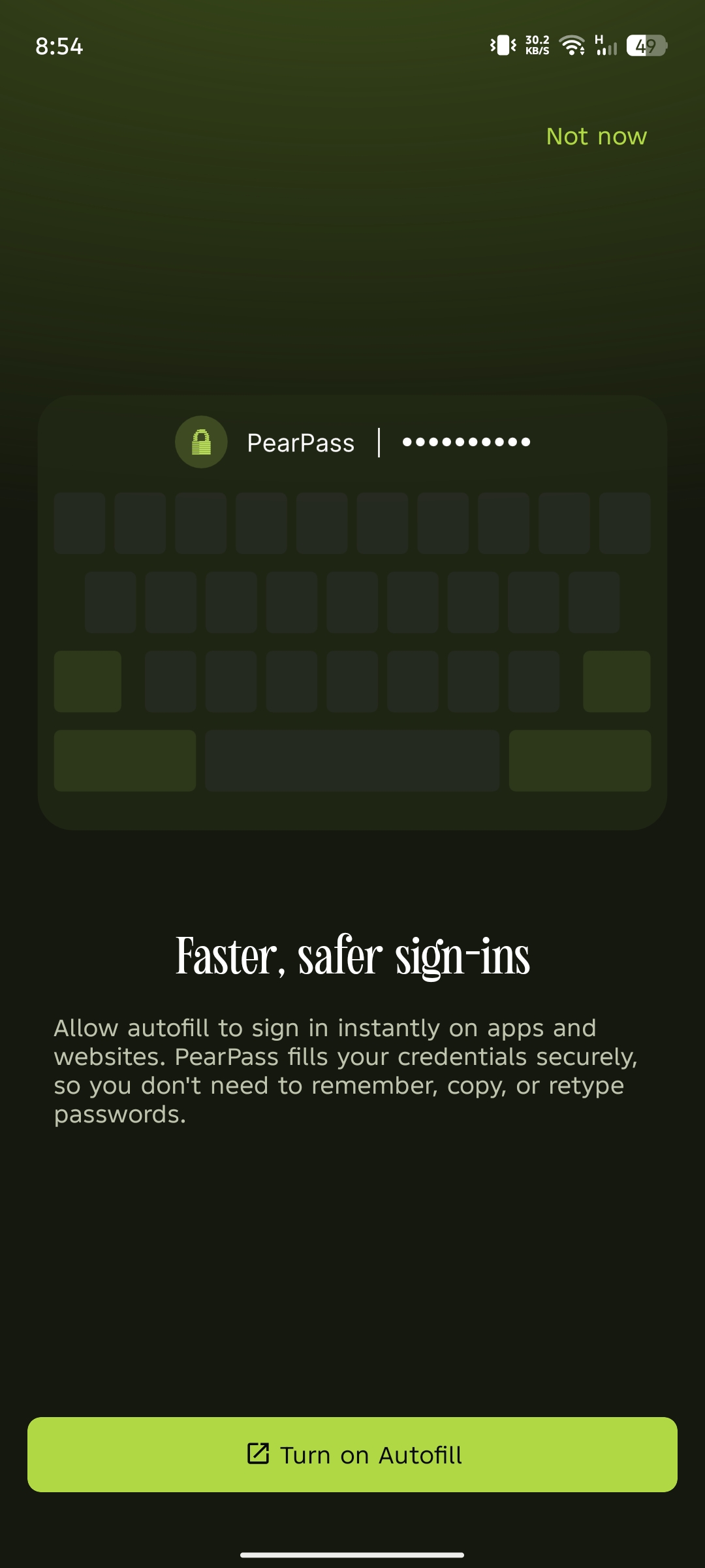 Mobile turn on autofill
